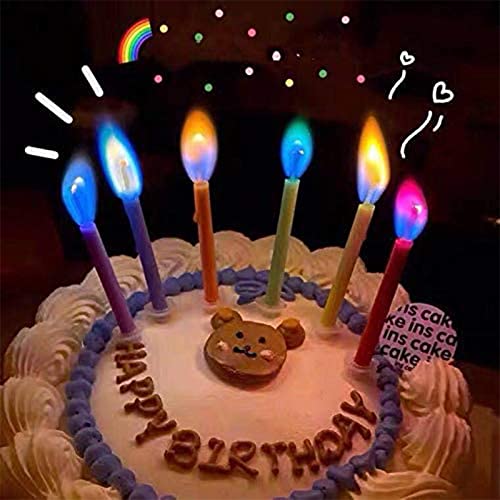 Birthday Cake Candles Happy Birthday Candles Colorful Candles Holders Included (Colorful, 12)