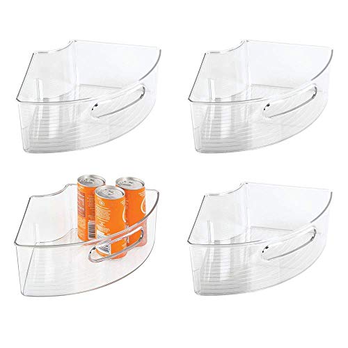 iDesign Plastic Lazy Susan Cabinet Storage Bin, 1/4 Wedge Container for Kitchen, Pantry, Counter, BPA-Free, 12.75" x 7.5" x 4.25", Set of 4, Clear