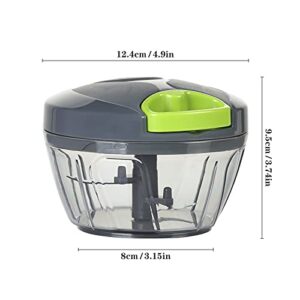 Manual Food Chopper Vegetable Cutter, Chopper Hand String Vegetable Chopper Onions Cutter for Vegetable Fruits Nuts Durable BPA Free Food Safe Material (2 Cup-Gray)