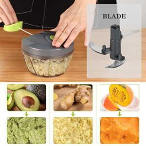 Manual Food Chopper Vegetable Cutter, Chopper Hand String Vegetable Chopper Onions Cutter for Vegetable Fruits Nuts Durable BPA Free Food Safe Material (2 Cup-Gray)