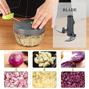 Manual Food Chopper Vegetable Cutter, Chopper Hand String Vegetable Chopper Onions Cutter for Vegetable Fruits Nuts Durable BPA Free Food Safe Material (2 Cup-Gray)