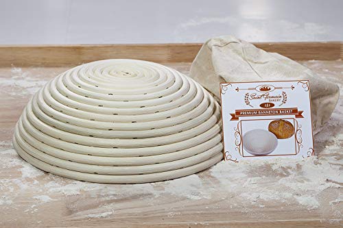 Saint Germain Bakery Premium Round Bread Banneton Basket with Liner - Perfect Brotform Proofing Basket for Making Beautiful Bread (10 inch)