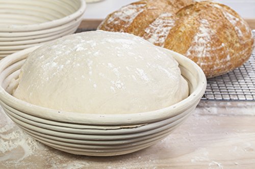 Saint Germain Bakery Premium Round Bread Banneton Basket with Liner - Perfect Brotform Proofing Basket for Making Beautiful Bread (10 inch)