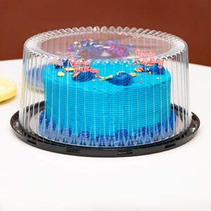 9" Plastic Disposable Cake Containers Carriers with Dome Lids and Cake Boards | 3 Round Cake Carriers for Transport | Clear Bundt Cake Boxes/Cover | 2-3 Layer Cake Holder Display Containers
