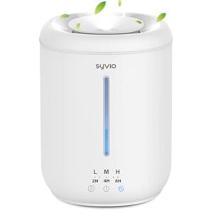 syvio humidifiers for bedroom large room, easy to clean humidifier ultrasonic & essential oil diffuser, room humidifier for bedroom baby plant cool mist, top fill, quiet, 360° nozzle, auto off, 2.8l