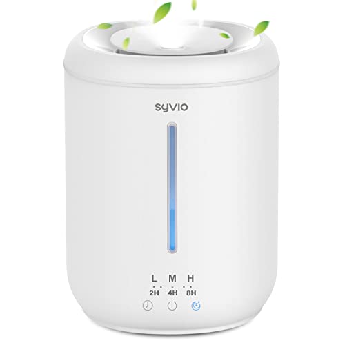 Syvio Humidifiers for Bedroom Large Room, Easy to Clean Humidifier Ultrasonic & Essential Oil Diffuser, Room Humidifier for Bedroom Baby Plant Cool Mist, Top Fill, Quiet, 360° Nozzle, Auto Off, 2.8L