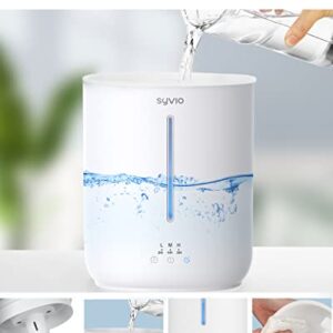 Syvio Humidifiers for Bedroom Large Room, Easy to Clean Humidifier Ultrasonic & Essential Oil Diffuser, Room Humidifier for Bedroom Baby Plant Cool Mist, Top Fill, Quiet, 360° Nozzle, Auto Off, 2.8L