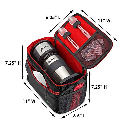 Adir Mini Single Serve Travel Coffee Maker Pouch Organizer, Portable For Travel, Camping, Office Lunch Bag For Grab & Go Daily Use (Red)