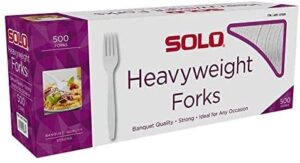 solo plastic forks, white, 500 ct tej