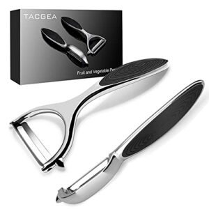 tacgea vegetable peeler for kitchen, potato peelers for fruit straight blade, durable non-slip handle, set of 2