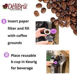 Reusable K Cups for Keurig 2.0 & 1.0 - Pack of 4 (Purple) - Easy to Clean - Universal Keurig Reusable Coffee Pods by Delibru