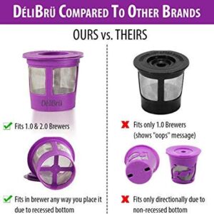 Reusable K Cups for Keurig 2.0 & 1.0 - Pack of 4 (Purple) - Easy to Clean - Universal Keurig Reusable Coffee Pods by Delibru