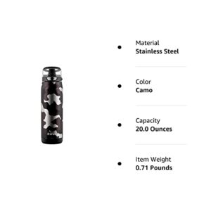 ZULU Swift Stainless Steel Vacuum Insulated Water Bottle with Silicone Straw, 20oz (Camo)