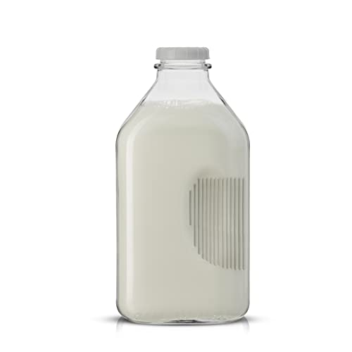 Glass Milk Bottle with Lid AND Pourer Multi-Pack. 64 Oz Reusable Glass Bottles with 6 Lids! Glass Milk Jug Pitcher, Buttermilk, Water or Juice Bottles with Caps, Syrup, Honey or Sauce Container