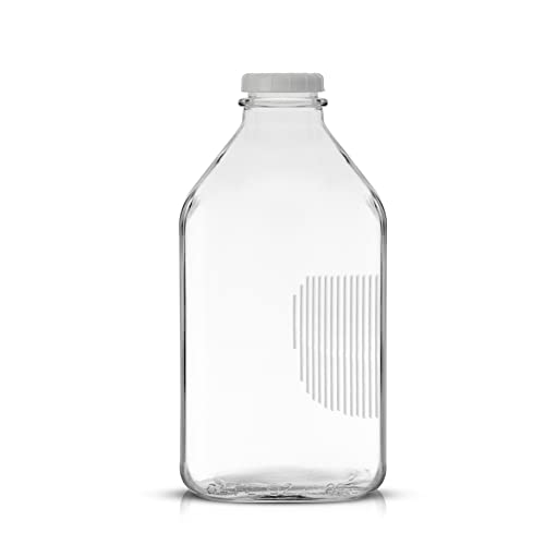 Glass Milk Bottle with Lid AND Pourer Multi-Pack. 64 Oz Reusable Glass Bottles with 6 Lids! Glass Milk Jug Pitcher, Buttermilk, Water or Juice Bottles with Caps, Syrup, Honey or Sauce Container