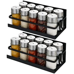 aitmexcn magnetic spice rack shelf for refrigerator & stove, moveable fridge strong magnetic shelf spice organizer, perfect space saver for small kitchen – 2 pack with 4 hooks