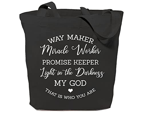 GXVUIS Waymaker Canvas Tote Bag for Women Christian Scripture Reusable Grocery Shoulder Shopping Bags Work Funny Gifts Black