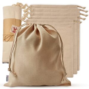 organic cotton‌ ‌produce‌ ‌bags,‌ 5 pcs. ‌large,‌ organic, and ‌reusable‌ ‌canvas‌ ‌muslin‌ ‌‌‌drawstring‌ ‌‌sack‌ ‌for‌ organizing, ‌shopping,‌ storage,‌ ‌grocery,‌ dust cover, and ‌gift