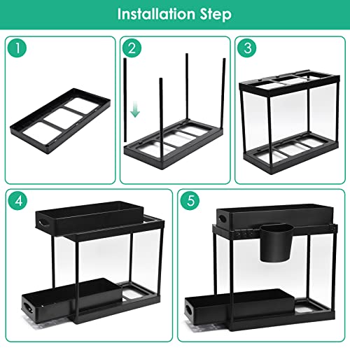 Zology Under Sink Organizer,Multi-purpose Kitchen Organizer and Storage 2-Tier Under the Cabinet Shelf Organization for Kitchen Bathroom and Bedroom