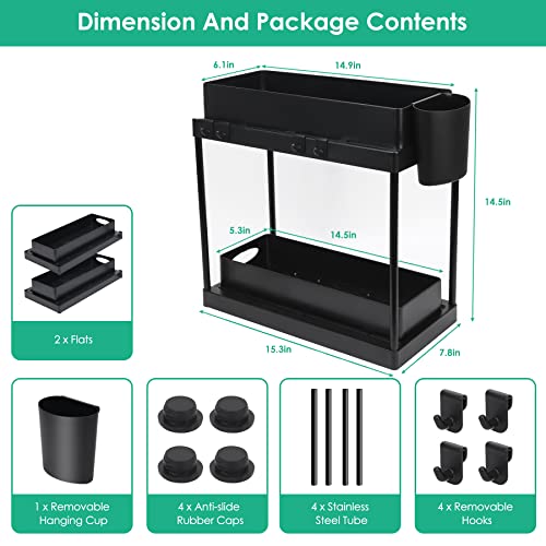 Zology Under Sink Organizer,Multi-purpose Kitchen Organizer and Storage 2-Tier Under the Cabinet Shelf Organization for Kitchen Bathroom and Bedroom