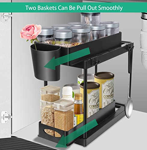 Zology Under Sink Organizer,Multi-purpose Kitchen Organizer and Storage 2-Tier Under the Cabinet Shelf Organization for Kitchen Bathroom and Bedroom