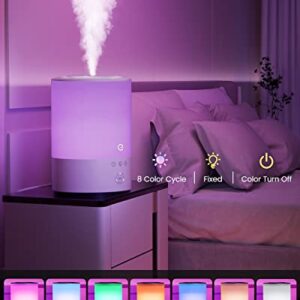 Cool Mist Humidifiers for Bedroom Large Room, Esemoil 2.5L Smart WiFi Baby Air Humidifier with Top-Fill & 28dB Quiet, 24H Ultrasonic Diffuser for Plants, 8 Color Light, Voice Control, Works with Alexa