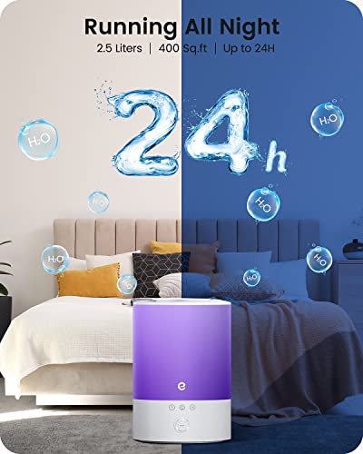 Cool Mist Humidifiers for Bedroom Large Room, Esemoil 2.5L Smart WiFi Baby Air Humidifier with Top-Fill & 28dB Quiet, 24H Ultrasonic Diffuser for Plants, 8 Color Light, Voice Control, Works with Alexa