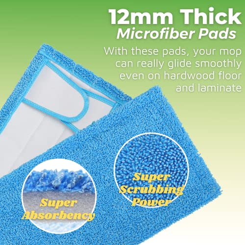 Reusable Mop Pad (UP to 100X) for Swiffer Sweeper Mop, 12.5'' Microfiber Mop Pad Refill Washable for Hard Floor Baseboard Cleaning, Wet/Dry Cleaning Pad, 4 Pack