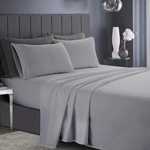 infinitee xclusives premium grey queen sheets set – 4 piece bed sheets – soft brushed microfiber fabric – 16 inches deep pockets sheets wrinkle free & fade resistant