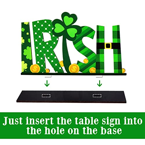 Bunny Chorus St Patricks Day Decorations 3Pcs, Lucky Wooden Table Sign, Irish Themed Gnome Tabletop Centerpiece Shamrock Gold Coins Gift for Home, Party Supplies Décor