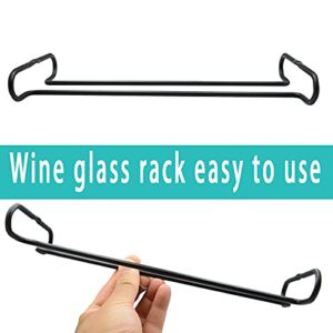 eastbao Wine Glass Rack Under Cabinet Shelf Glasses Holder Storage With Drying Stemware Rack Under Counter Wine Glass Holder Metal Hanger Steamware Wine Glass Hanging Rack for Bar and Kitchen Black