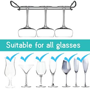 eastbao Wine Glass Rack Under Cabinet Shelf Glasses Holder Storage With Drying Stemware Rack Under Counter Wine Glass Holder Metal Hanger Steamware Wine Glass Hanging Rack for Bar and Kitchen Black