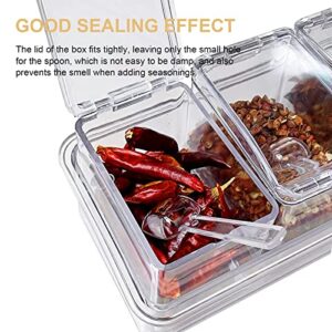 2 Pieces of Kitchen Transparent Seasoning Box, Spice Jar, Plastic Storage Container, with Lid and Spoon