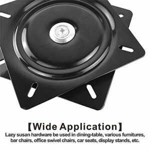 2Pack 8 Inch Lazy Susans Turntable Bearings Swivel Zinc Plate, Black Square Lazy Susan Hardware, Heavy Duty Lazy Susan Replacement Parts, 500LB Capacity Load(Black) (2Pack 8 Inch)