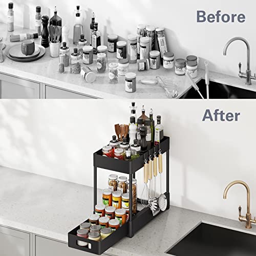 Zarler Under Sink Organizers and Storage 2 Pack, Under Sink Organizer for Bathroom with Slide Drawer, Bathroom Organizer Under Sink, Under Kitchen Sink Organizer, Under Cabinet Organizer