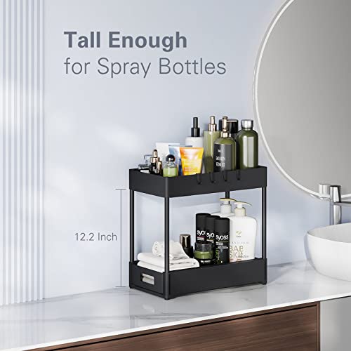 Zarler Under Sink Organizers and Storage 2 Pack, Under Sink Organizer for Bathroom with Slide Drawer, Bathroom Organizer Under Sink, Under Kitchen Sink Organizer, Under Cabinet Organizer