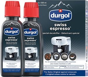 durgol swiss espresso, descaler and decalcifier for all brands of espresso machines and coffee makers, 4.2 fluid ounces (pack of 2)