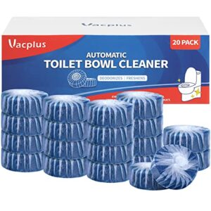 vacplus toilet bowl cleaners, ultra-clean toilet cleaners for deodorizing & descaling, long-lasting blue toilet bowl cleaner tablets with sustained-release technology against tough stains (20 pack)