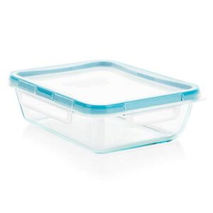 snapware 6-cup total solution rectangle food storage container, glass