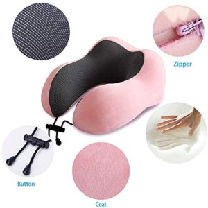Travel Pillow, Best Memory Foam Neck Pillow Head Support Soft Pillow for Sleeping Rest, Airplane Car & Home Use (Pink)
