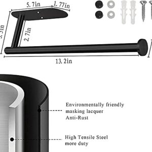 Paper Towel Holder,Paper Towel Holder Under Cabinet Self Adhesive Kitchen Countertop Wall Mount Paper Towel Holders with Screws for Rough Surface,Vertically or Horizontally Black