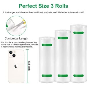 Gokilife Vacuum Sealer Bags, 8" x 20' 10" x 20' 11" x 20' Food Vacuum Bags Rolls 3 Pack, BPA Free, Heavy Duty, Cut to Size Roll for Vac Storage, Meal Prep or Sous Vide