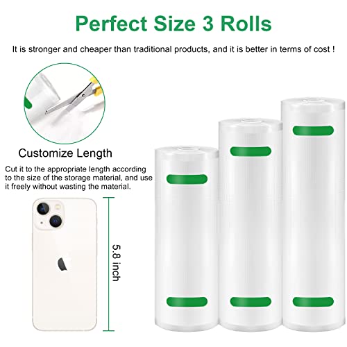 Gokilife Vacuum Sealer Bags, 8" x 20' 10" x 20' 11" x 20' Food Vacuum Bags Rolls 3 Pack, BPA Free, Heavy Duty, Cut to Size Roll for Vac Storage, Meal Prep or Sous Vide