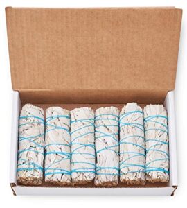 6 pack white sage ~ sage smudge sticks for smudging & cleansing energy ~ bulk / wholesale ~ sustainably grown (6 pack)