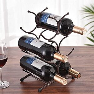 klgo wine rack for countertop,wine storage shelf for pantry cabinet,can hold 6 bottles,6 bottles countertop stainless steel metal red wine storage holder,black