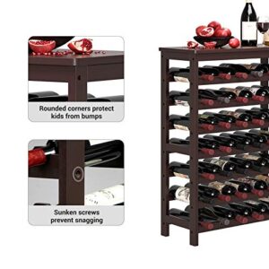 SONGMICS 42-Bottle Wine Rack Free Standing Floor, 7-Tier Display Wine Storage Shelves with Table Top, Bamboo Wobble-Free Bottle Holder for Kitchen Bar Dining Room Living Room, Espresso UKWR27BR
