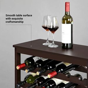 SONGMICS 42-Bottle Wine Rack Free Standing Floor, 7-Tier Display Wine Storage Shelves with Table Top, Bamboo Wobble-Free Bottle Holder for Kitchen Bar Dining Room Living Room, Espresso UKWR27BR