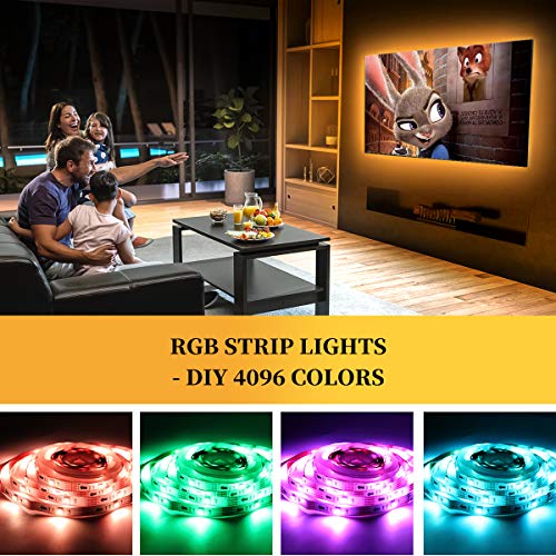 BASON LIGHTING TV Backlight, 8.2ft TV Light Strip for 32-58 inch TV/Monitor Backlight, SMD 5050 USB LED Light Strip with Remote, RGB 4096 DIY Colors TV LED for Gaming Lights, Ambient Lighting Kit.