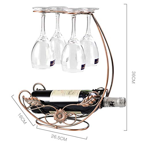 homeme Tabletop Metal Wine Rack &Wine Glass Holder - Under Cabinet Goblet Wine Bottle Holder Glass Storage Rack Metal Storage Rack Elegant Freestanding Stemware Holder Stand for Bar Kitchen Golden