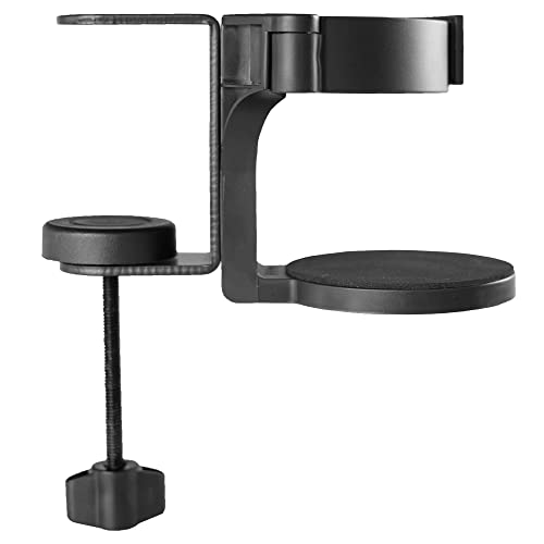 VIVO Clamp-on Desk and Bed Cup Holder, No Spill Adjustable Drink Mount, Support for Hydro Flasks, Coffee Mugs, Easy to Install, Horizontal or Vertical Surface Mounting, Black, Mount-CUP1